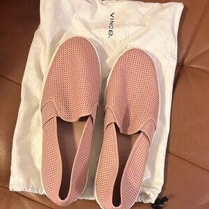 Vince Perforated Slip-On Mules in Blush Pink